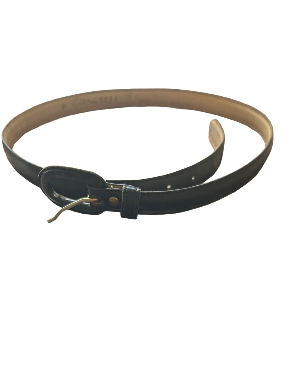 Vintage Calderon Black Skinny Leather Belt Medium 9811